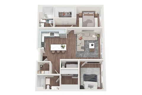 Floor plan for 2 beds, 2 baths, 1113 sqft